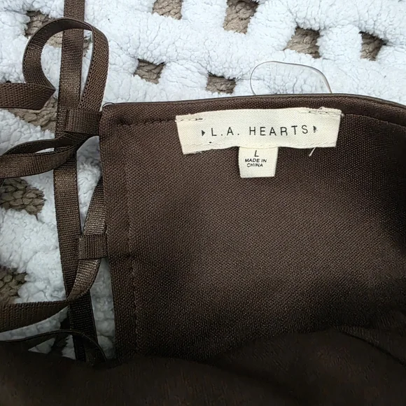 L.A. HEARTS PACSUN Chocolate Brown Faux Leather Corset Mini Dress - Size L. - Picture 9 of 14